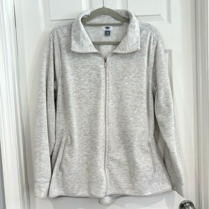 Old Navy Cream Tan Zip-Up Fleece Long Sleeve Top Jacket Women Size XXL Pockets